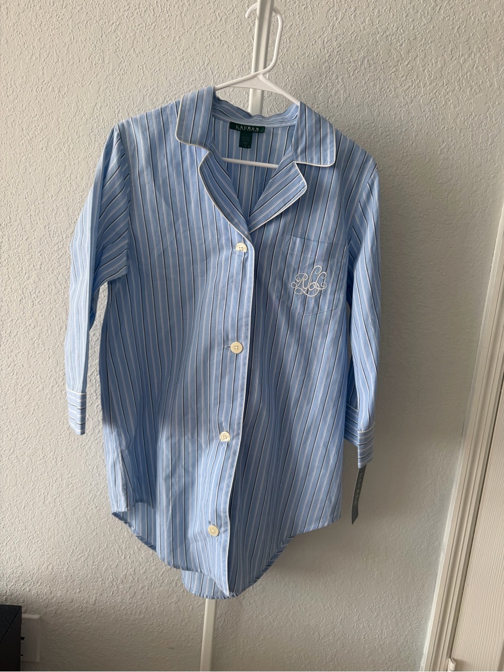 Ralph Lauren Light Blue & White Striped Sleep Shirt